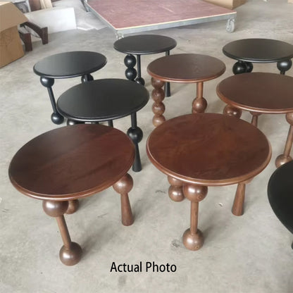 Traditional Vintage Round Multi-Layer Solid Wood Plywood White Ash Wood Solid Wood Side Table For Living Room
