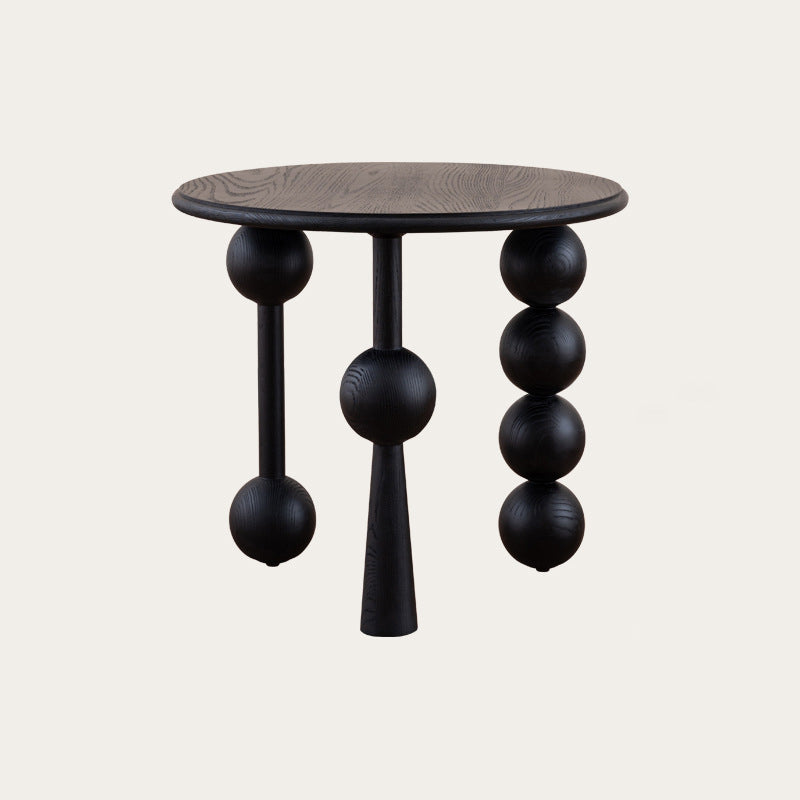Traditional Vintage Round Multi-Layer Solid Wood Plywood White Ash Wood Solid Wood Side Table For Living Room