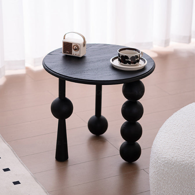 Traditional Vintage Round Multi-Layer Solid Wood Plywood White Ash Wood Solid Wood Side Table For Living Room