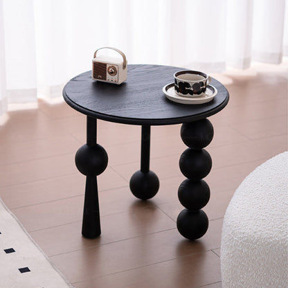 Traditional Vintage Round Multi-Layer Solid Wood Plywood White Ash Wood Solid Wood Side Table For Living Room