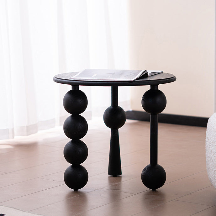 Traditional Vintage Round Multi-Layer Solid Wood Plywood White Ash Wood Solid Wood Side Table For Living Room