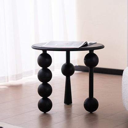 Traditional Vintage Round Multi-Layer Solid Wood Plywood White Ash Wood Solid Wood Side Table For Living Room