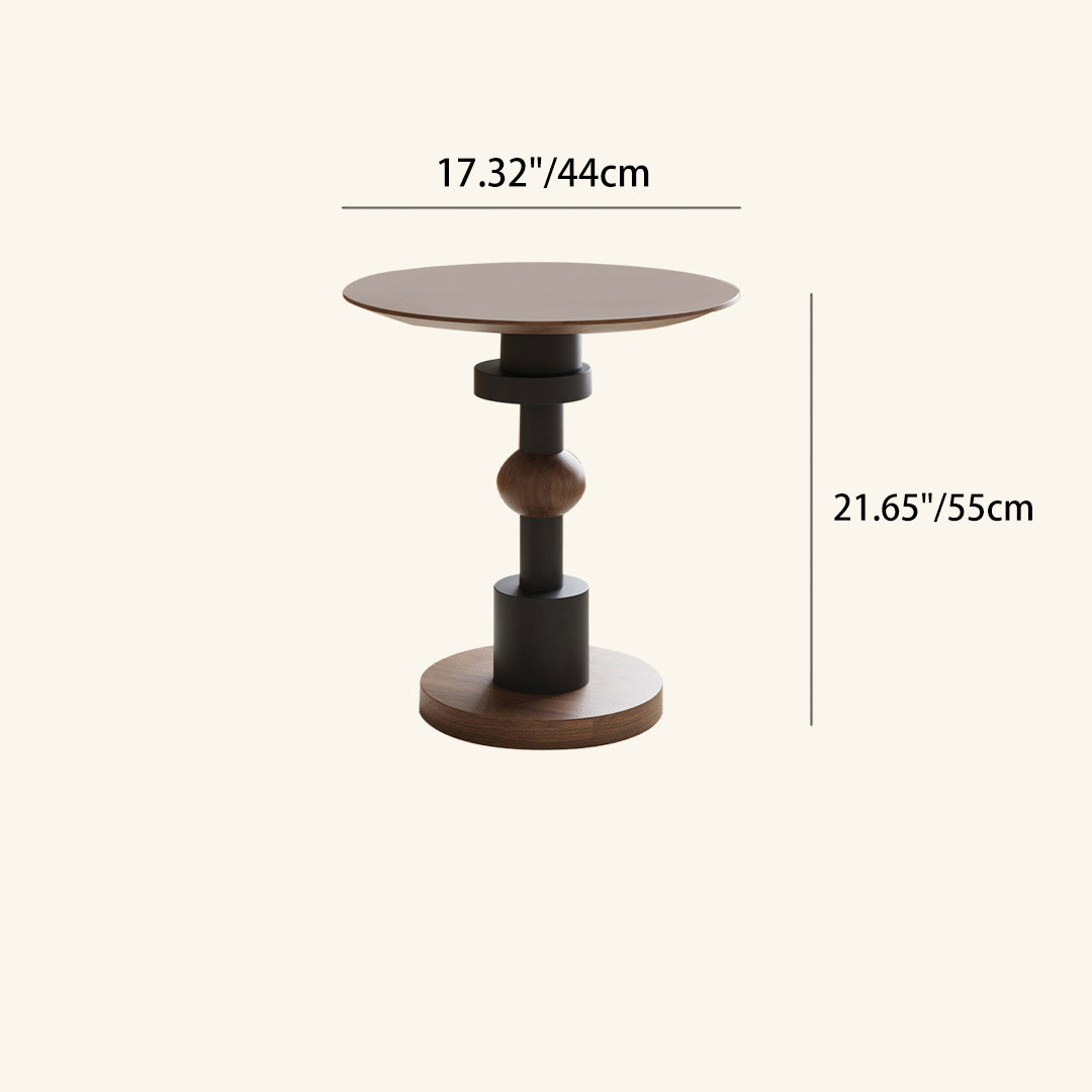 Modern Art Deco Round White Ash Sapele Side Table For Living Room