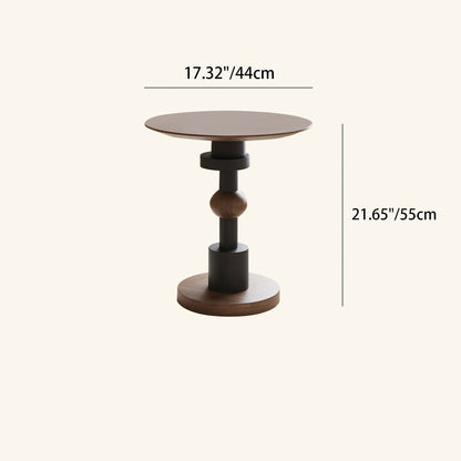 Modern Art Deco Round White Ash Sapele Side Table For Living Room