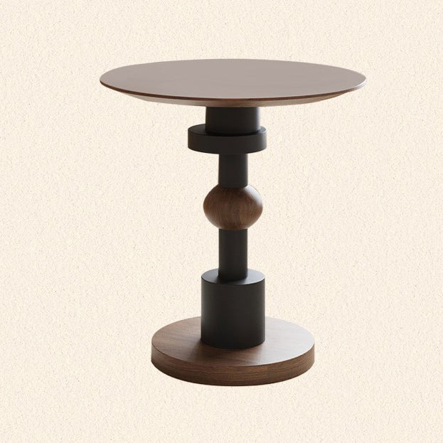 Modern Art Deco Round White Ash Sapele Side Table For Living Room
