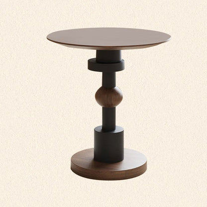 Modern Art Deco Round White Ash Sapele Side Table For Living Room