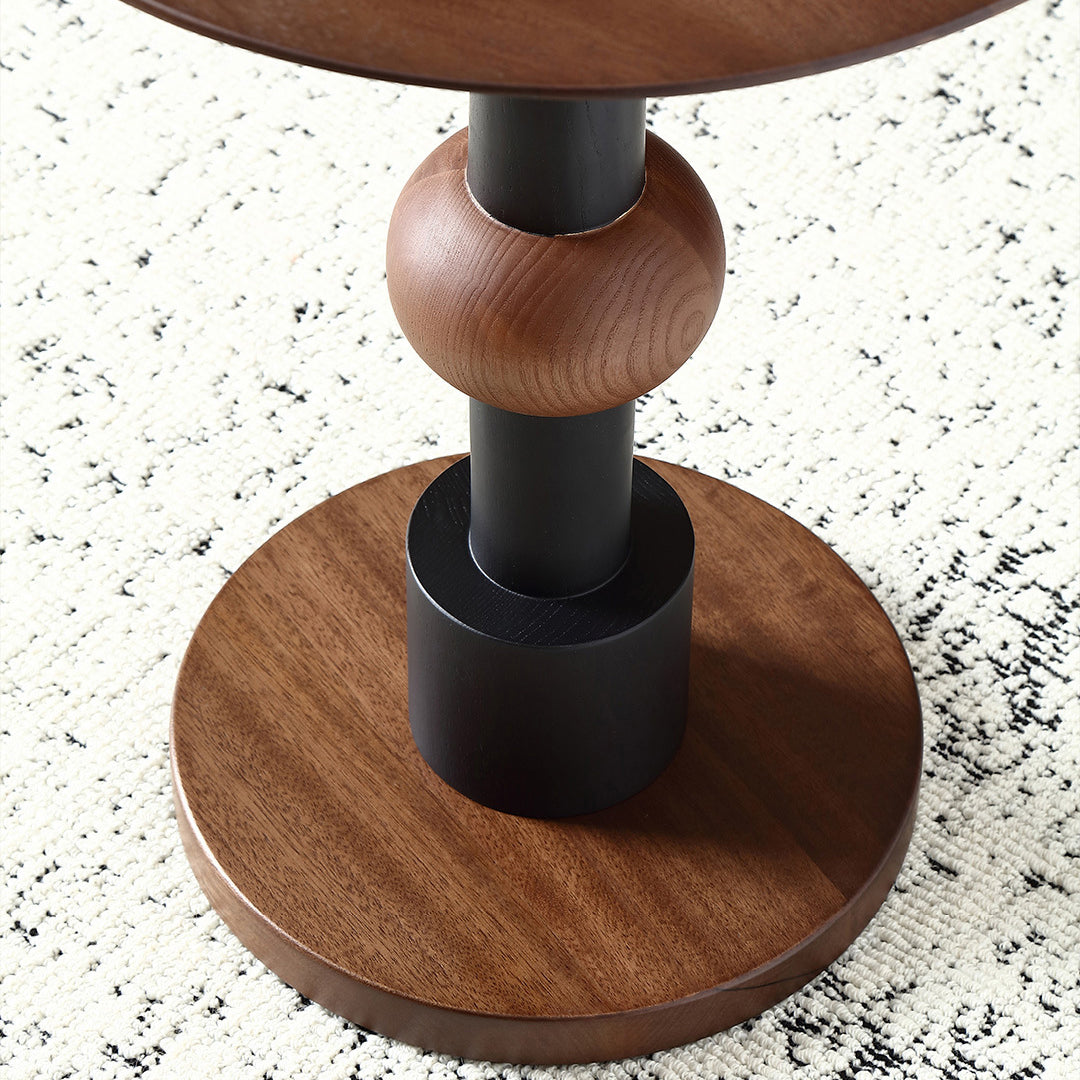 Modern Art Deco Round White Ash Sapele Side Table For Living Room