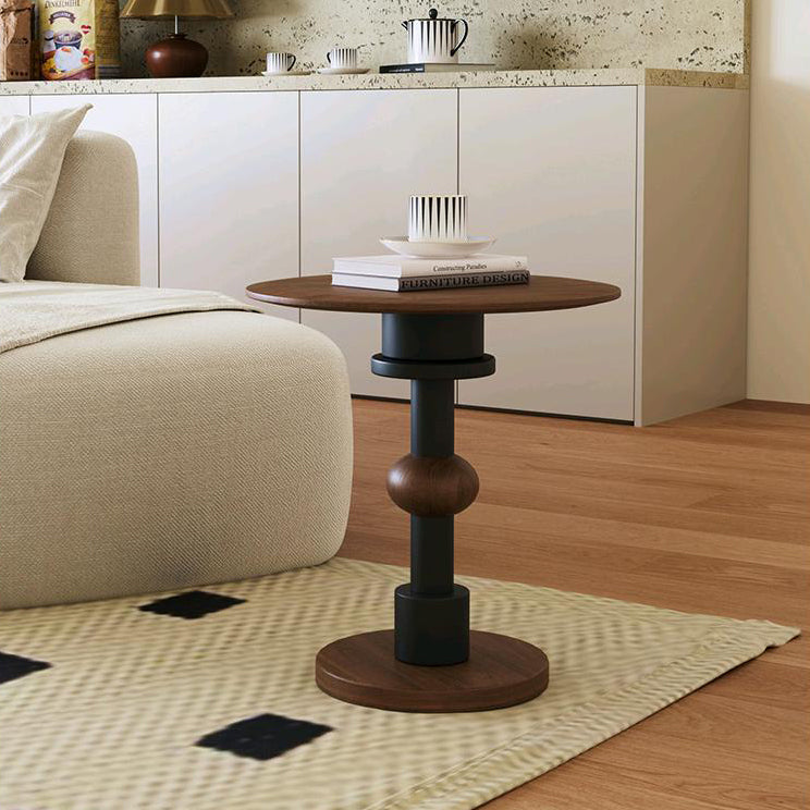 Modern Art Deco Round White Ash Sapele Side Table For Living Room