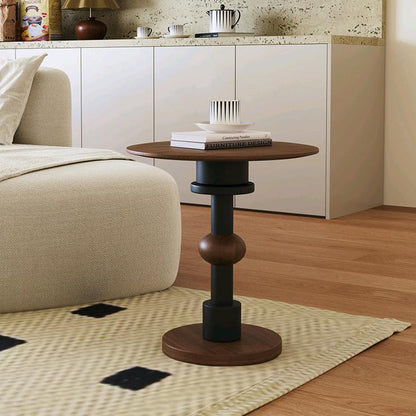 Modern Art Deco Round White Ash Sapele Side Table For Living Room
