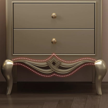 Traditional French Square Multi-Layer Solid Wood Panel Nightstand 2-Drawer For Bedroom