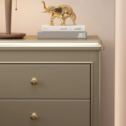 Traditional French Square Multi-Layer Solid Wood Panel Nightstand 2-Drawer For Bedroom