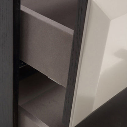 Modern Minimalist Square Gray 2-Drawer Storage Nightstand - Veneered Plywood Frame Bedside Table For Bedroom
