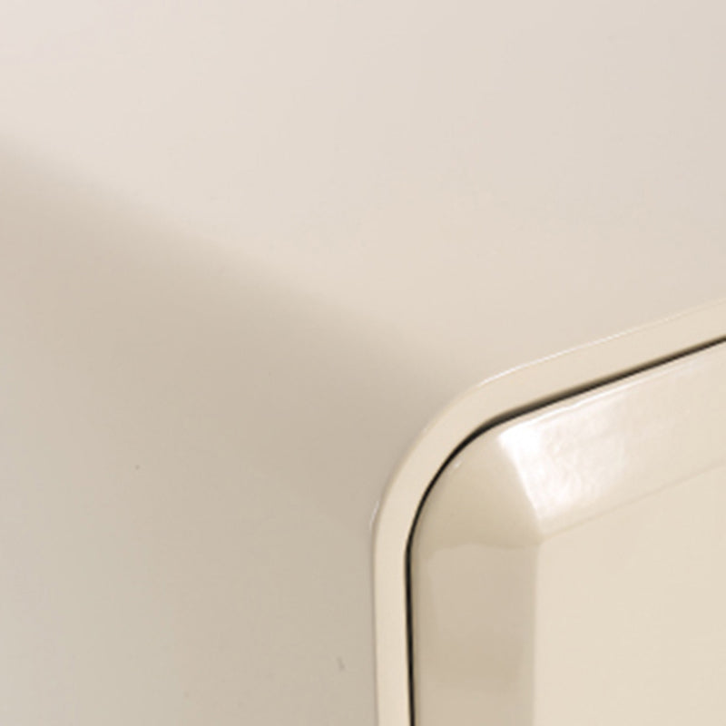 Contemporary Scandinavian Square Cream White 2-Drawer Storage Nightstand For Bedroom
