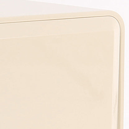 Contemporary Scandinavian Square Cream White 2-Drawer Storage Nightstand For Bedroom