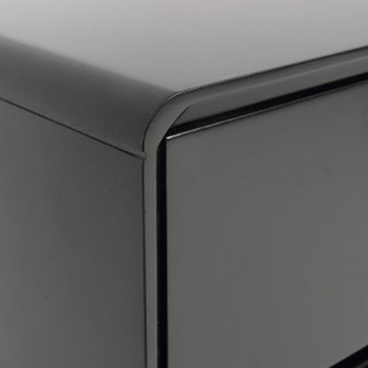 Modern Minimalist Black 2-Drawer Storage Nightstand - Matte Finish Stainless Steel Base Bedside Table For Bedroom