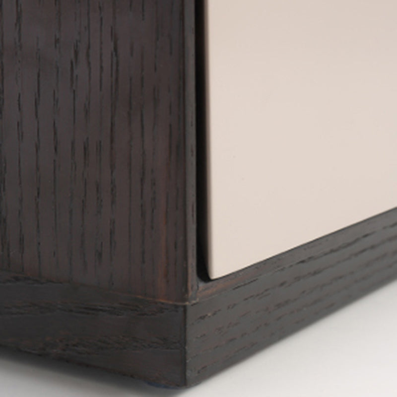 Modern Mid-Century Black & Walnut 2-Drawer Storage Nightstand - Color Blocking Frame Bedside Table For Bedroom