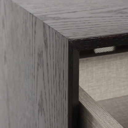 Modern Mid-Century Black & Walnut 2-Drawer Storage Nightstand - Color Blocking Frame Bedside Table For Bedroom