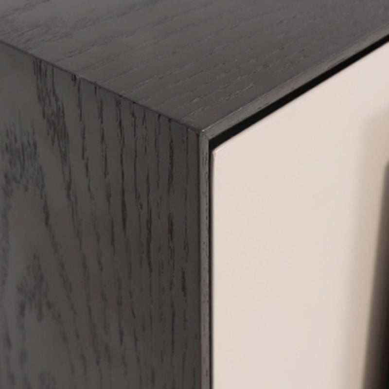 Modern Mid-Century Black & Walnut 2-Drawer Storage Nightstand - Color Blocking Frame Bedside Table For Bedroom