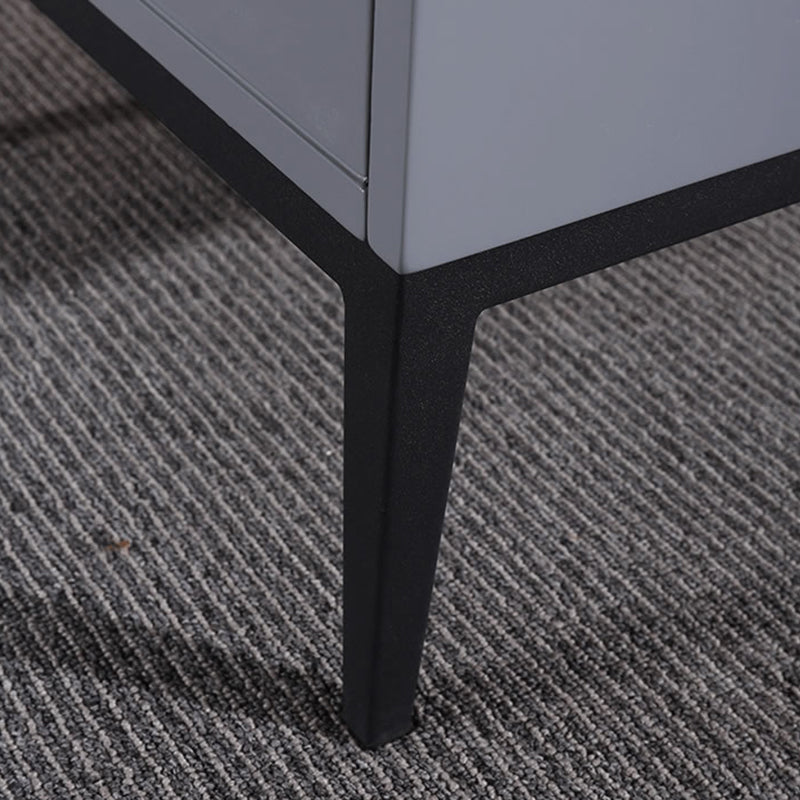 Modern Luxury Square Morandi Grey 2-Drawer Storage Nightstand - Minimalist Elegance Bedside Table For Bedroom