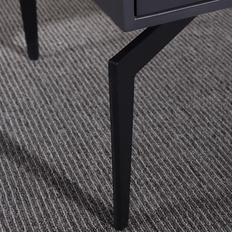Modern Minimalist Square Dark Gray 1-Drawer Storage Nightstand For Bedroom