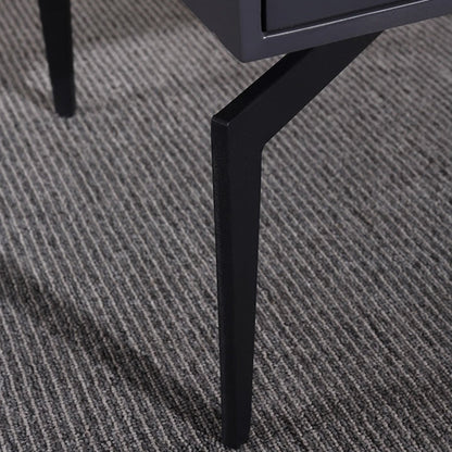 Modern Minimalist Square Dark Gray 1-Drawer Storage Nightstand For Bedroom