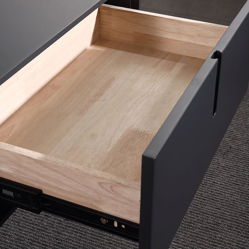 Modern Minimalist Square Dark Gray 1-Drawer Storage Nightstand For Bedroom