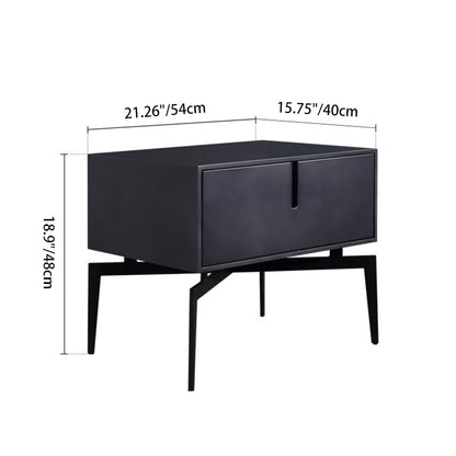 Modern Minimalist Square Dark Gray 1-Drawer Storage Nightstand For Bedroom