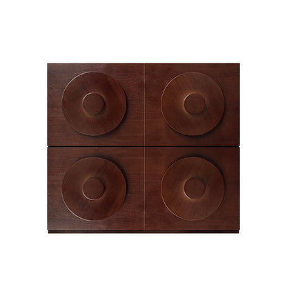 Traditional Vintage Square Rubberwood Storage Cabinet 1-Drawer & 1-Cabinet For Living Room
