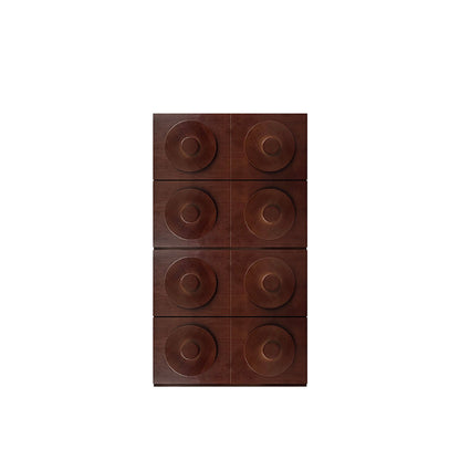 Traditional Vintage Square Rubberwood Storage Cabinet 1-Drawer & 1-Cabinet For Living Room
