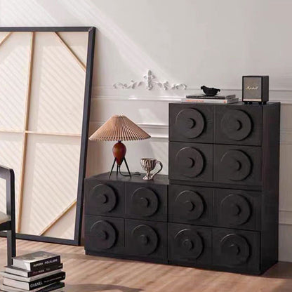 Traditional Vintage Square Rubberwood Storage Cabinet 1-Drawer & 1-Cabinet For Living Room