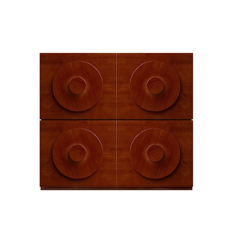 Traditional Vintage Square Rubberwood Storage Cabinet 1-Drawer & 1-Cabinet For Living Room