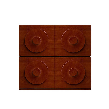 Traditional Vintage Square Rubberwood Storage Cabinet 1-Drawer & 1-Cabinet For Living Room