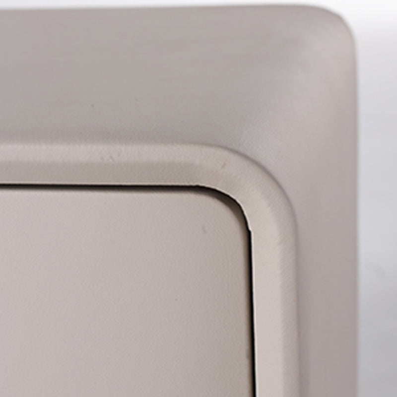 Modern Minimalist Light Beige 2-Drawer Storage Nightstand - Faux Leather Bedside Table For Bedroom