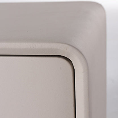 Modern Minimalist Light Beige 2-Drawer Storage Nightstand - Faux Leather Bedside Table For Bedroom