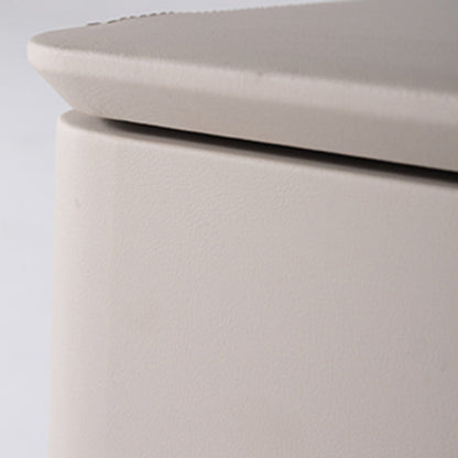 Modern Minimalist Light Beige 2-Drawer Storage Nightstand - Faux Leather Bedside Table For Bedroom