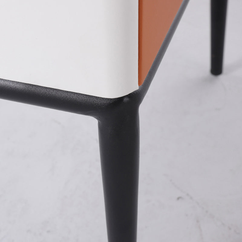 Modern Luxury Orange Faux Leather 2-Drawer Storage Nightstand - Matte Finish Bedside Table For Bedroom