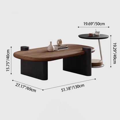 Traditional Vintage Round Plywood Ash Wood Stainless Steel Coffee Table For Living Room