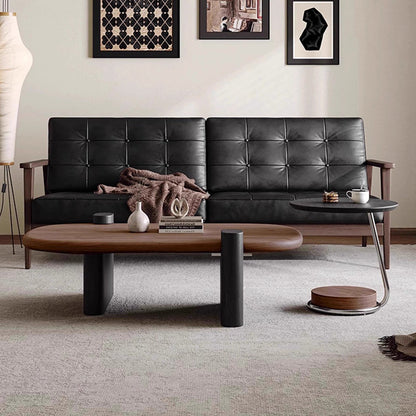 Traditional Vintage Round Plywood Ash Wood Stainless Steel Coffee Table For Living Room