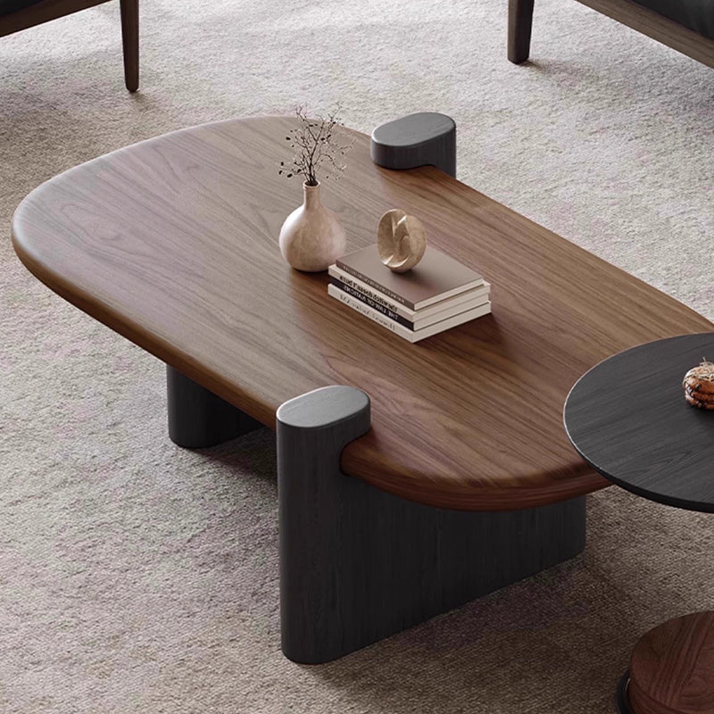 Traditional Vintage Round Plywood Ash Wood Stainless Steel Coffee Table For Living Room