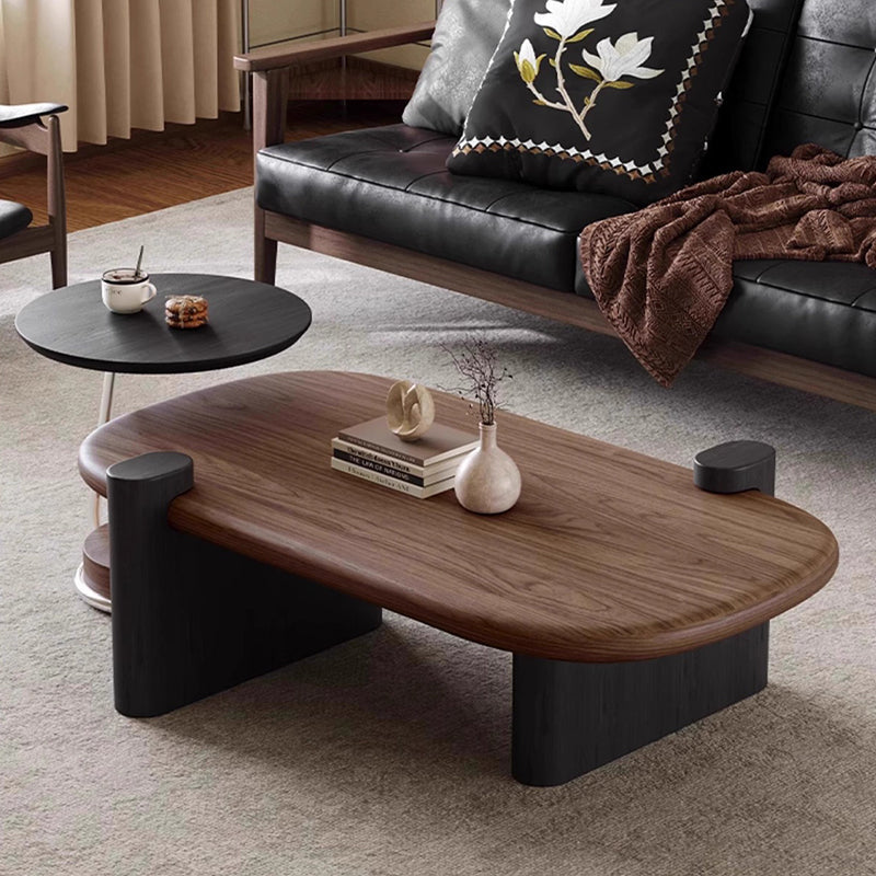 Traditional Vintage Round Plywood Ash Wood Stainless Steel Coffee Table For Living Room