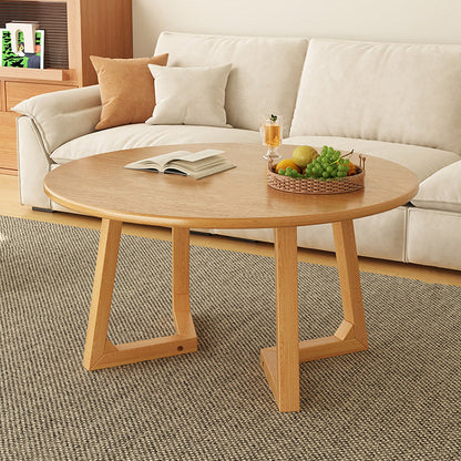 Contemporary Scandinavian Round Medium-Density Fiberboard Pine Solid Wood Coffee Table For Living Room