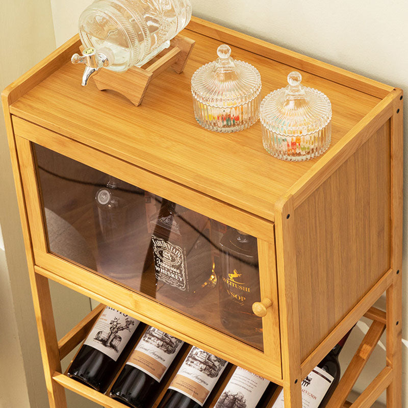 Traditional Vintage Rectangular Acrylic Nan Bamboo Storage Sideboard 1-Cabinet 3-Tier For Kitchen