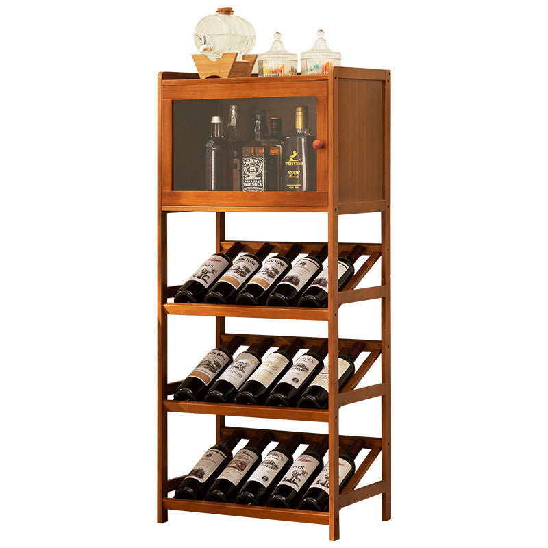 Traditional Vintage Rectangular Acrylic Nan Bamboo Storage Sideboard 1-Cabinet 3-Tier For Kitchen