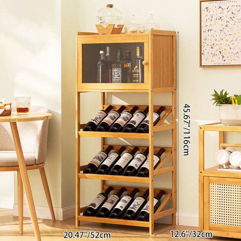 Traditional Vintage Rectangular Acrylic Nan Bamboo Storage Sideboard 1-Cabinet 3-Tier For Kitchen