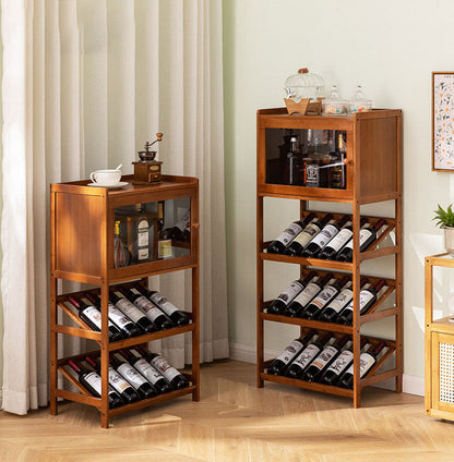Traditional Vintage Rectangular Acrylic Nan Bamboo Storage Sideboard 1-Cabinet 3-Tier For Kitchen