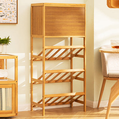 Traditional Vintage Rectangular Acrylic Nan Bamboo Storage Sideboard 1-Cabinet 3-Tier For Kitchen