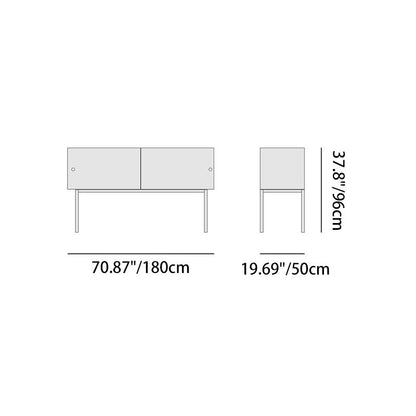 Modern Luxury Square Tempered Glass Stainless Steel Legs Storage Sideboard 1-Cabinet For Dining Room