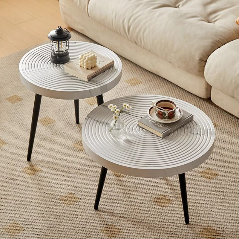Traditional Vintage Round PVC Vacuum-Formed Particle Board Iron Side Table For Living Room