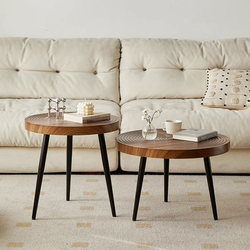 Traditional Vintage Round PVC Vacuum-Formed Particle Board Iron Side Table For Living Room