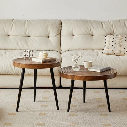 Traditional Vintage Round PVC Vacuum-Formed Particle Board Iron Side Table For Living Room